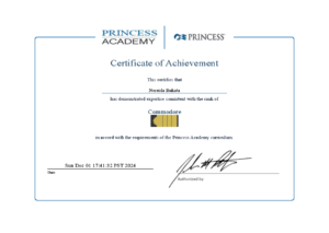 Princess Commodore Certificate Nereida Bukata